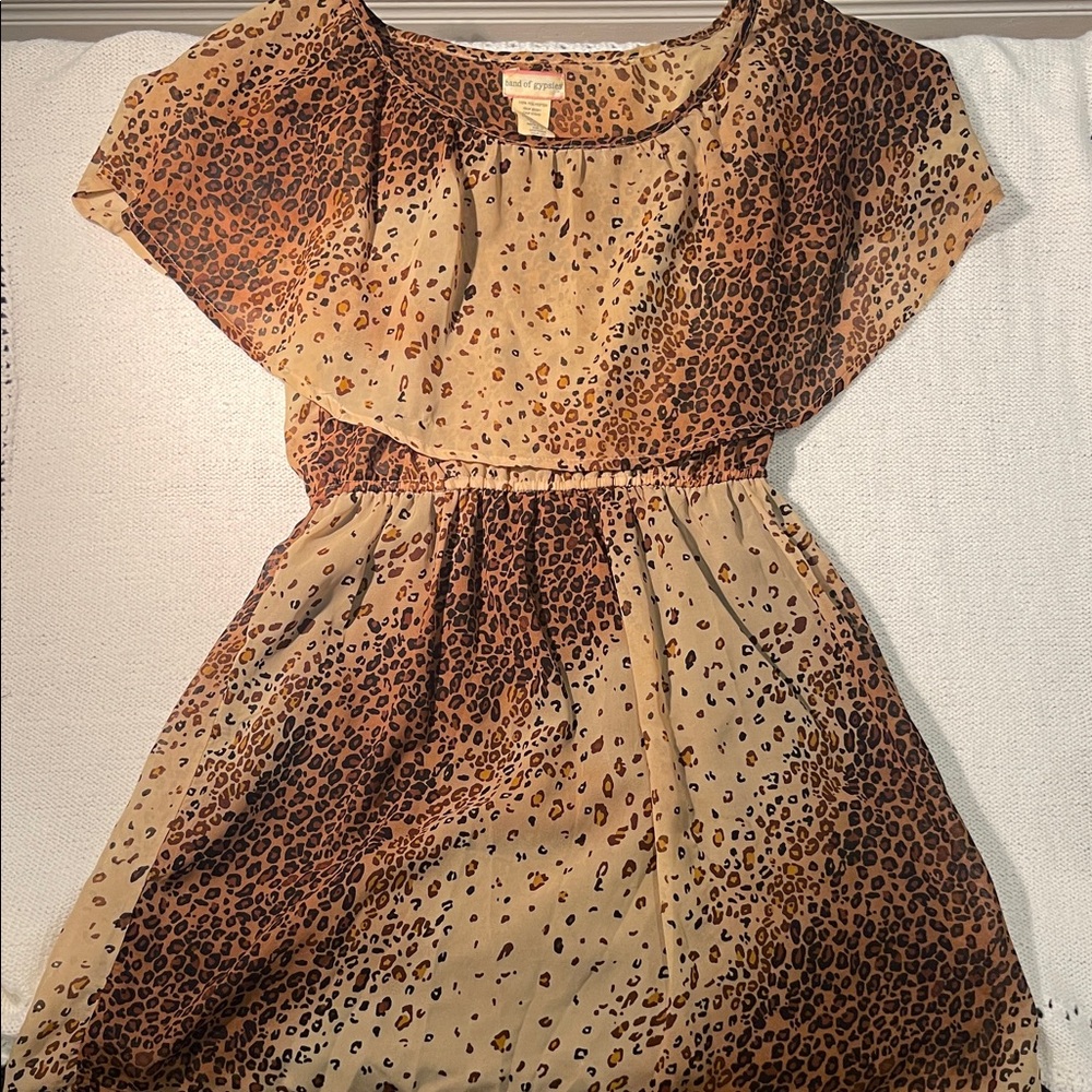 Band of gypsies Leopard Print Dress small fairy boho